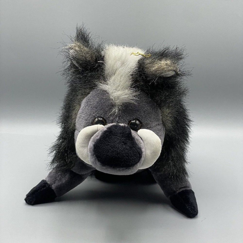 Yes Club Warthog Plush 12" Stuffed Animal Toy Black Gray Vintage - Picture 1 of 9